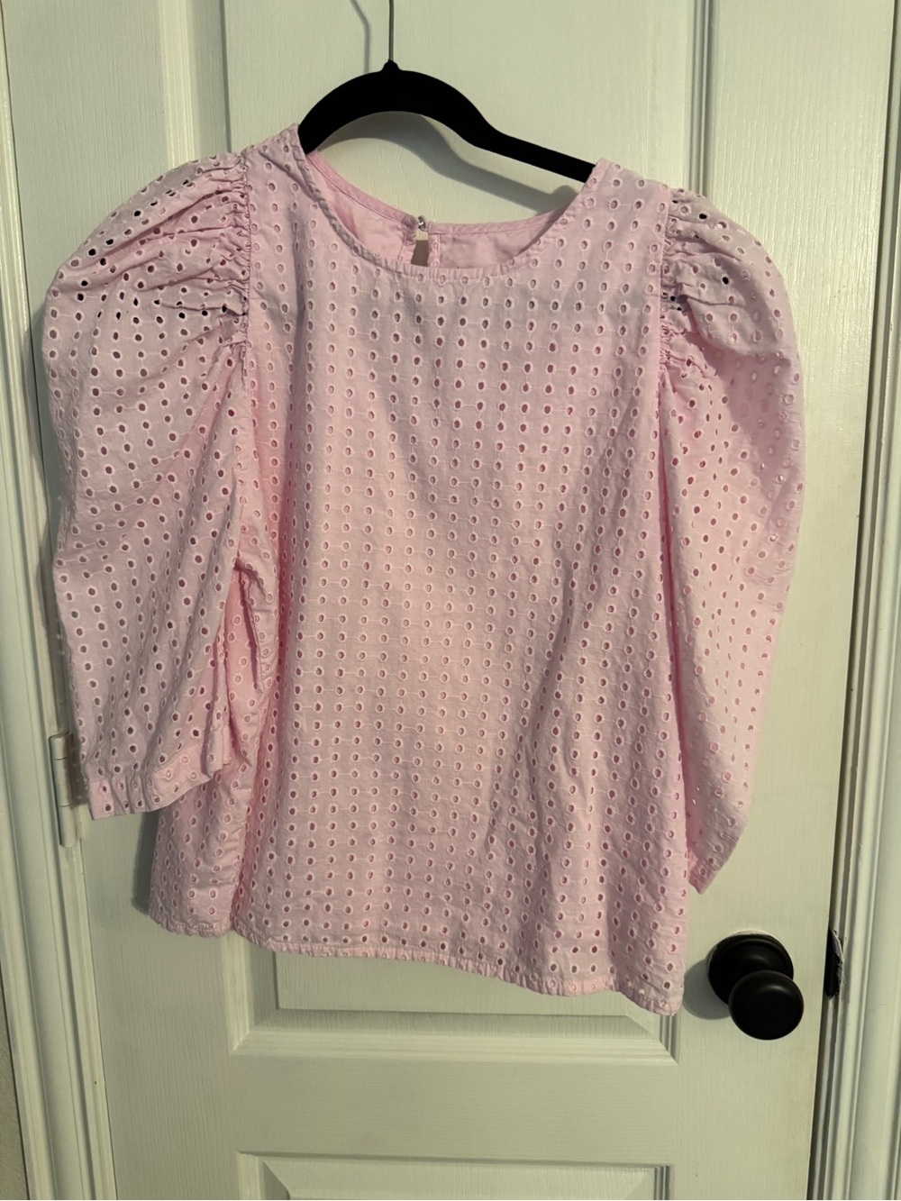 a new day Light Pink Eyelet Puff Sleeve Top